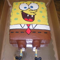 Sponge Bob Square Pants Cake This cake is whipped icing, chocolate cake wth strawberry filling. Made it for my nephew's birthday.