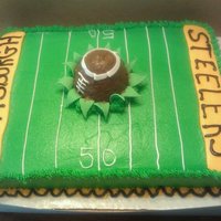 Superbowl Cake 1/2 sheet cake, WASC covered in vanilla buttercream