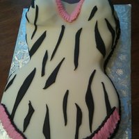 Lingerie Birthday Bash Strawberry cake carved from 11 x 15 pan to look like a teddy, covered in homemade fondant