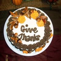 Give Thanks This is the first cake that I made just free handing all the elements. The leaves and the acorns are made out of fondant. I then used food...
