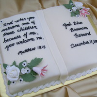 Brauxtons Baptism This is the second cake I made for my grandsons baptism. It is covered in fondant. And has a fondant/gumpaste mixture for the flowers. This...