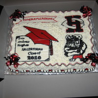 2010 Graduation Graduation cake for co-worker's grandson, FBCT with triple star tip fill in around the transfers.