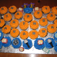 Birthday Cupcakes Birthday cupcakes for a co-worker's daughter who is the stage manager for her drama club. Buttercream icing with fondant toppers.