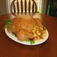 Thanksgiving Turkey My turkey cake for Thanksgiving. The wings and drumsticks are ice cream cones trimmed and filled with cake crumbs and attached to body with...