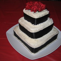 Square With Red Roses My first ever cake I made for my Bridal shower :)