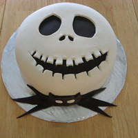 Jack Skellington Cake White Chocopan fondant over dark chocolate satin ice fondant