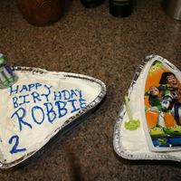 Toy Story Cake I just quickly put together this ship shaped cake I got with a kit from Walmart. it was for my little cousins 2nd birthday so he didnt...