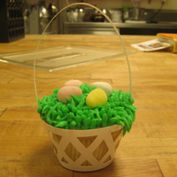 Easter Basket Cupcakes Fun and easy cupcakes decorated with grass tip and chocolate eggs!