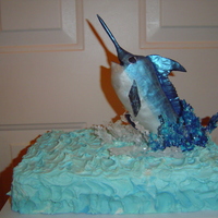 Blue Marlin Buttercream with poured sugar water splashed