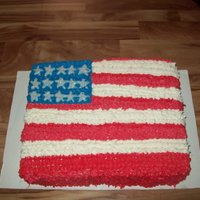 American Flag This was a sheet cake I did for a client, it was white cake with raspberry cream cheese filling.