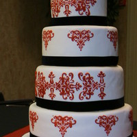 Red And White Stencil Cake 