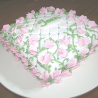 Sweet Pea Quilted Fondant Cake with Buttercream Sweet peas