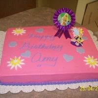 Pink Birthday Cake Made for a little girl that likes pink and Tinkerbell. They wanted a plain sheet cake, but I had to put something Tinkerbell on it, can&#...