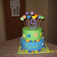 Hearts & Peace Signs Made for a co-workers daughter. Covered in buttercream with fondant accents. TFL