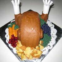 Turkey The Turkey was stuffed with Chocolate buttercream and sides were made of fondant.