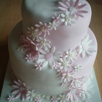 Pink And White Flowers Inspired by more than one cake I've seen on here and thanks to 'momsgoodies' for giving me some tips on a two colored cake...
