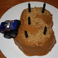#5 Personal Cake Monster Jam Personal Cake to match large gravedigger cake for my sons 5th birthday.....lemon cake with buttercream icing