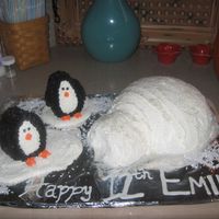 Igloo And Penguins My niece loves penguins so I had to think of something. The igloo is the Wilton soccer ball pan with a mini loaf that I cut to fit. The...