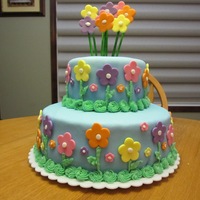 My First 2 Tier Cake Everything is fondant but the borders, stems and leaves. Chocolate sour cream cake.