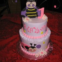 Lavender Ladybug Cake Buttercream cake with fondant details
