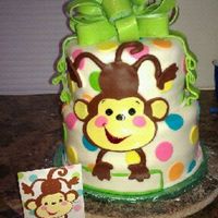 Monkey Baby Shower Cake 2 tier cake made to match the invitation