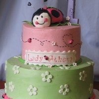 Lady Bug 1St Birthday all cake and buttercream, with fondant accents.