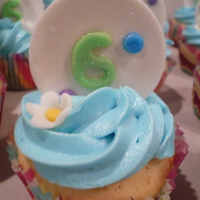 6Th Birthday Cupcakes Cupcakes for a little girl's 6th birthday. Vanilla cupcakes with blue cream cheese buttercream icing and fondant decorations. Thanks...