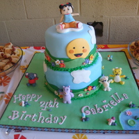 Kai-Lan Marshmallow Birthday Cake My daughter's 4th Bday Cake. All figures were handmodeled in gumpaste, everything is edible