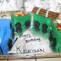Kiddie Train Train. Cake baked in mini loaf pans. Decorated with buttercream. Fondant and candy accents