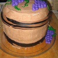 Wine Barrel Buttercream frosting and grapes, fondant accents
