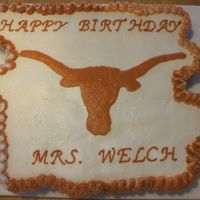 Texas Longhorns Cupcake Cake Buttercream frosting on a cupcake cake. I outlined the longhorn, then filled it in and smoothed it out. It's for a teachers birthday...
