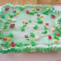 Ladybug & Flowers Cupcake Cake This is a cupcake cake made for a picnic. Iced in buttercream, flowers are royal.