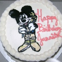 Mickey As Luke Skywalker Carrying Flounder (From The Little Mermaid) I made this cake for a friend. His wife really liked all things Disney and Star Wars. Its a Pumpkin Spice cake with Butterscotch-Caramel...