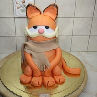 Garfield 3D Choholate-cookie filing and covered with fondant.I have ma&auml;e a lot of birhday cakes (75 different designs),but this is my favorite...