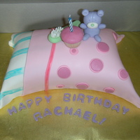 Pillow Cake WASC with strawberry buttercream. Made for my friends daughter who was having a slumber party and so I copied the picture on the invite....