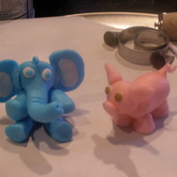 Elephant And Pig Okay...these are all first attempts..but I did "try" using egg whites as glue...and as you can see...the elephant paid the price...
