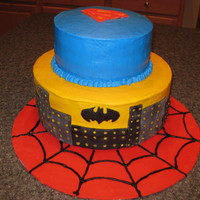 Superhero Cake Superhero cake - Superman, Batman and Spiderman. WASC with vanilla mousse, buttercream frosting and fondant accents. Inspired by the many...