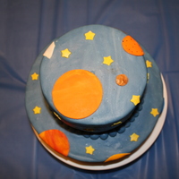 Outer Space Cake Outer space cake for my son's 4th birthday. Devil's food cake, chocolate mousse and chocolate ganache. Covered in MMF and MMF...
