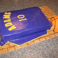 La Lakers Jersey And Basketball LA Lakers jersey made from fondant. Basketball from sports ball pan and covered in fondant.