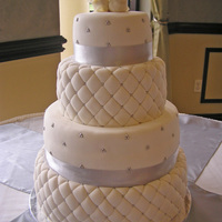 White Chocolate Fondant Quilted Wedding Cake White chocolate fondant (Jen Dontz's recipe) covered lemon cake loaded with real raspberries in the filling. White chocolate roses as...