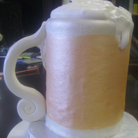 Frosty Mug O' Brew Three 4" cakes covered in marshmallow fondant, then hand-painted with golden yellow gel coloring, finished with pearl spray for frosty...