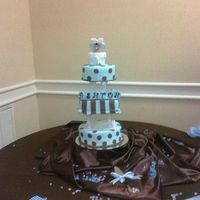 Blue And Brown Dots And Stripes 