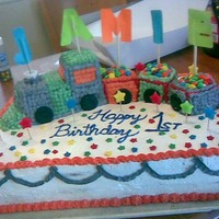 My Little Boy's 1St Birthday This was for my little Jamie's 1st Birthday. It was inspired by a few different cakes on cake central. So thanks!