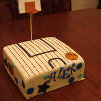 Basketball Court Cake 1St And Last Attempt At Square Cake. I had a hard time with this one. Royal Icing stripes, gumpaste board and rim. Fondant basketballs.