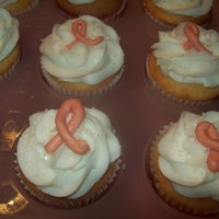 Tribute To All The Breast Cancer Survivors! Did these cuppies for my friend's support group meeting. Vanilla, butter pecan, and capuccino cupcakes with vanilla buttercream....