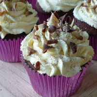 Caramel Cupcakes Chocolate cupcake with caramel filling and chantilly cream. Yum!