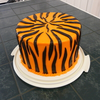 Zebra Carrot Cake Zebra carrot cake with black fondant zebra stripes, the orange is cream cheese icing and impressed myself how good the icing looked.