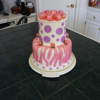 First Fondant Cake Well the bottom is fondant and the top tier is icing with fondant decorations