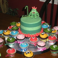 Yo Gabba Gabba Yo gabba Gabba with green character on top. Made character and number from fondant/gumpaste. I think it turned out really cute.