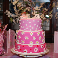 First Birthday Cake I made this for a friends daughter's 1st birthday. My first time making a three tiered cake. The cake was chocolate with peanut butter...